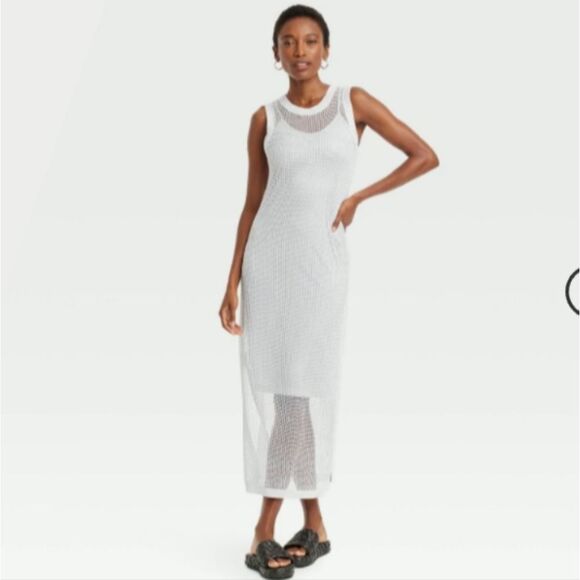 a new day Dresses & Skirts - 🆕🔥Openwork Midi Tank Dress from A New Day - Silver